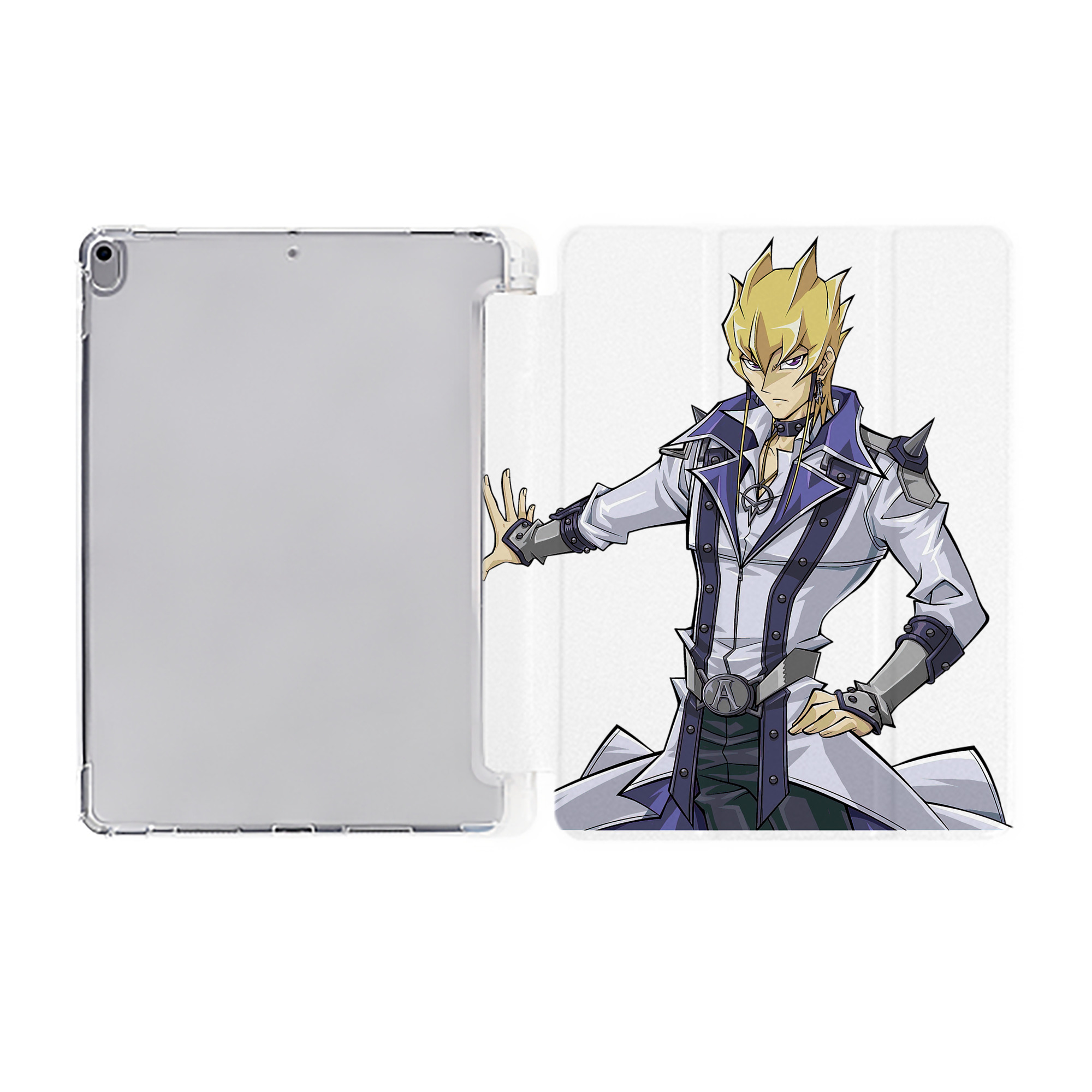 （画像用） 遊☆戯☆王 Yu-Gi-Oh! IPad ケース ペン収納付き 三つ折りスタンド PUレザー×シリコン 対応機種9.5/10.5/10.9インチ